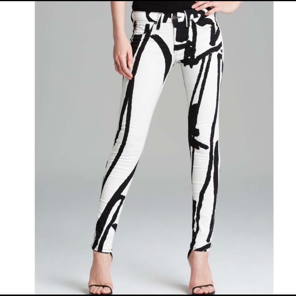 Rag & Bone The Robot Abstract Print Jeans Leggings Size 25